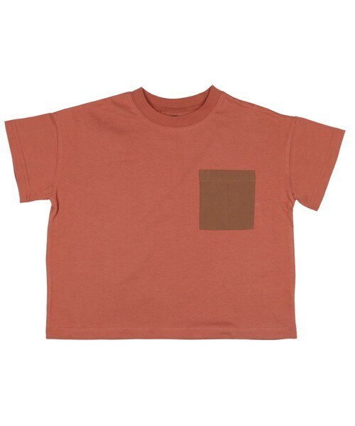 T>>2（ティーツー）の「異素材ポケットTシャツ　大人サイズ（Tシャツ/カットソー・レディース・01.ホワイト/02.ベージュ/03.オレンジ/04.ピンク/05.ミント/06.ブラック・S.M.L(大人サイズ)）」の6枚目の写真