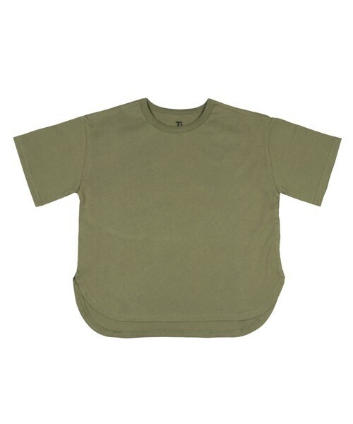 T>>2(ティーツー)の「ラウンドヘムTシャツ 大人サイズ(Tシャツ/カットソー・レディース・01.ホワイト/02.ベージュ/03.ピンク/04.ミント/05.グリーン/06.ブルー/07.ブラウン/08.スミクロ・S.M.L(大人サイズ))」の5枚目の写真