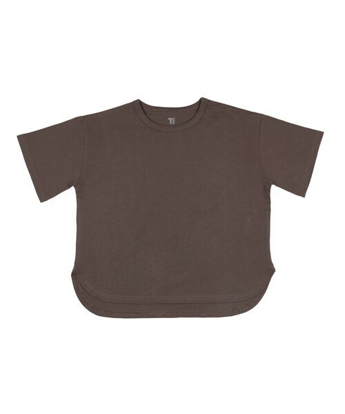 T>>2(ティーツー)の「ラウンドヘムTシャツ 大人サイズ(Tシャツ/カットソー・レディース・01.ホワイト/02.ベージュ/03.ピンク/04.ミント/05.グリーン/06.ブルー/07.ブラウン/08.スミクロ・S.M.L(大人サイズ))」の3枚目の写真