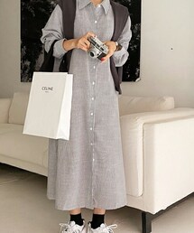 [ontheriver] ストライプロングシャツワンピース・p171145