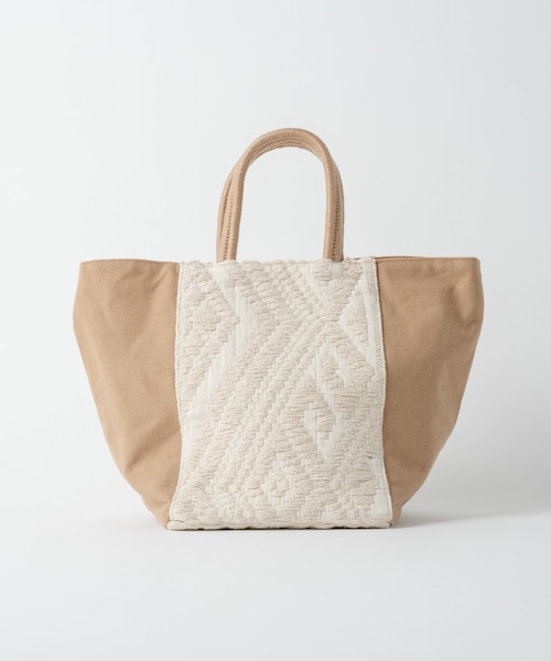 Rewde（ルゥデ）の「ジャガード×キャンパストートバッグ（1R18-BA03）（トートバッグ・レディース・ブラック/ベージュ/グリーン/その他・F）」の2枚目の写真