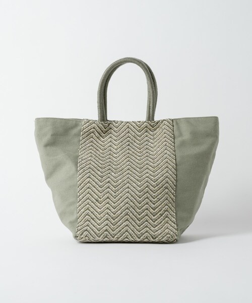 Rewde（ルゥデ）の「ジャガード×キャンパストートバッグ（1R18-BA03）（トートバッグ・レディース・ブラック/ベージュ/グリーン/その他・F）」の3枚目の写真