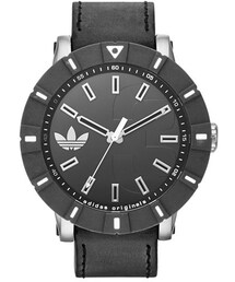 adidas | adidas Originals 'Amsterdam' Silicone Bezel Leather Strap Watch, 54mm(アナログ腕時計)