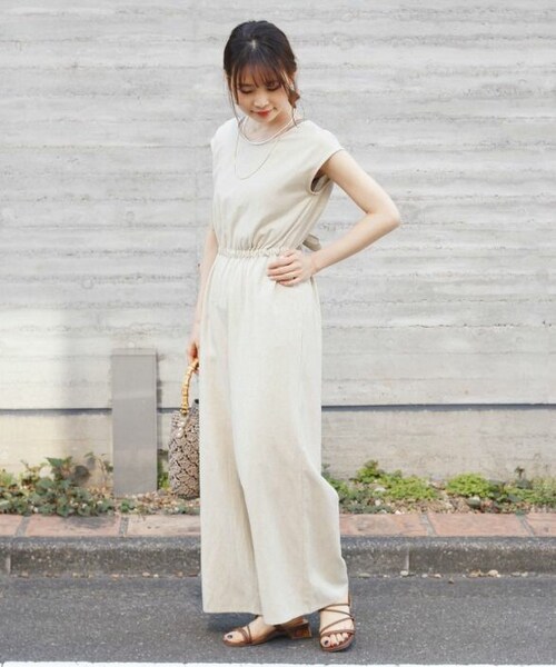 Crisp（クリスプ）の「バックリボンオールインワン[c2R2852]（つなぎ/オールインワン・レディース・ブラウン/オートミール・FREE）」の2枚目の写真