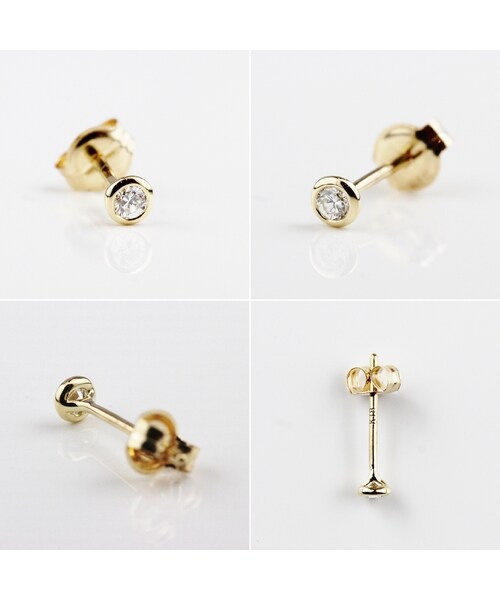 two ply（トゥープライ）の「トゥープライ 594 ミニマル ベゼル 一粒ダイヤモンド スタッド ピアス 0.02ct（ピアス（片耳用）・レディース・ゴールド・free）」の2枚目の写真