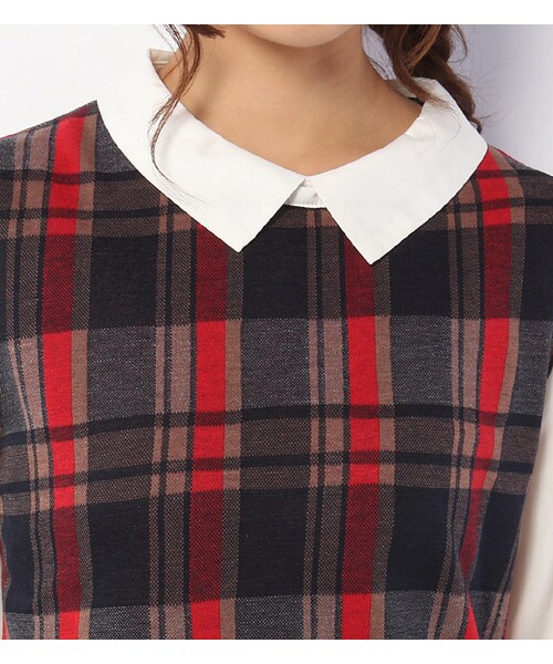 PAGEBOY（ページボーイ）の「衿&袖切り替えレイヤード風トップス（トップス・レディース・グレー/ブラック/ネイビー系）」の7枚目の写真