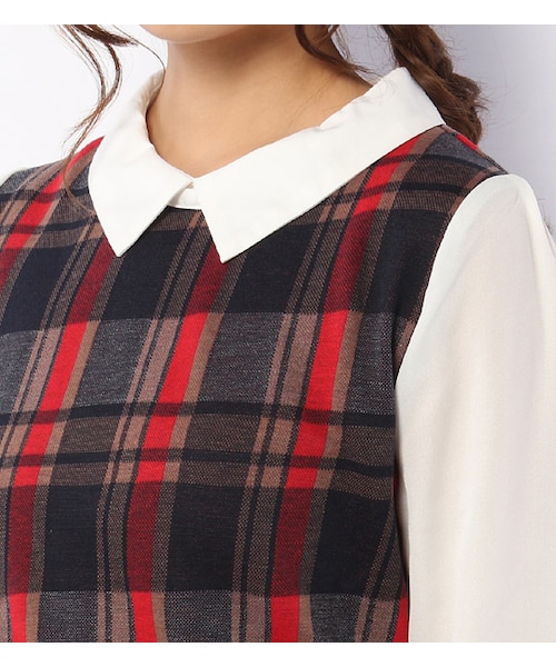 PAGEBOY（ページボーイ）の「衿&袖切り替えレイヤード風トップス（トップス・レディース・グレー/ブラック/ネイビー系）」の6枚目の写真