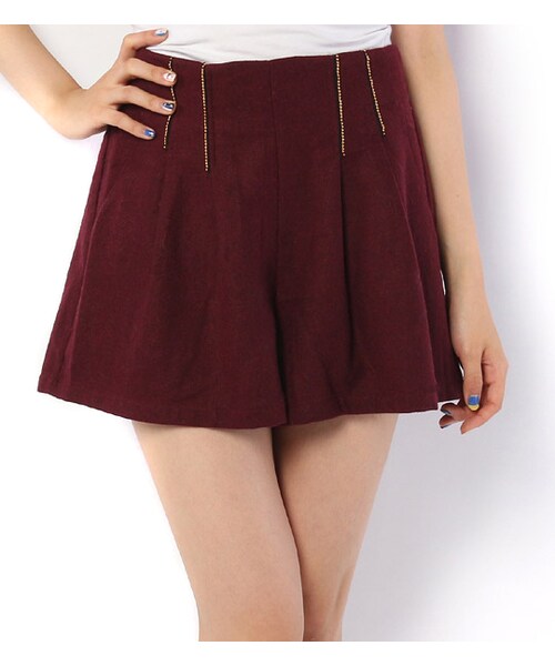 PAGEBOY（ページボーイ）の「ボールチェーンタックフレアキュロット（パンツ・レディース・チャコールグレー/ダークレッド/グリーン/ブラック系/ネイビー）」の5枚目の写真