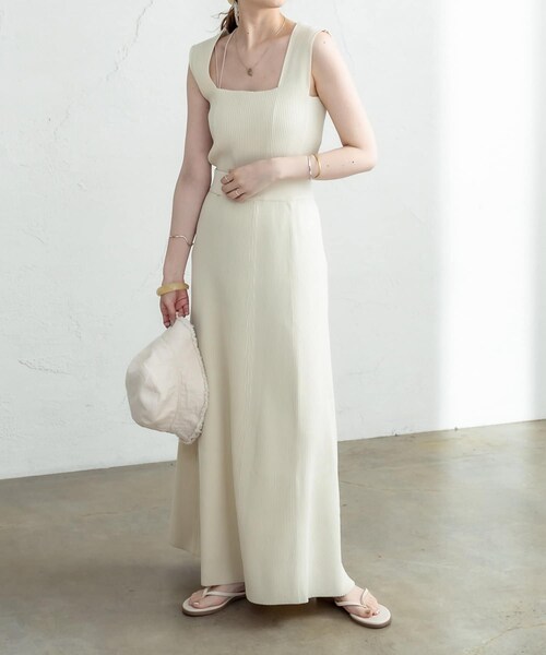 mystic（ミスティック）の「リブニットフレアスカート（スカート・レディース・アイボリー/イエロー/オレンジ/ピンク/ブラック・1/2）」の3枚目の写真