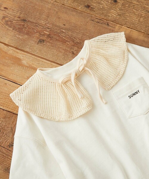 CIAOPANIC TYPY（チャオパニックティピー）の「【KIDS】綿メッシュタック付け襟（その他小物・キッズ・アイボリー/ブラック・ONE）」の2枚目の写真