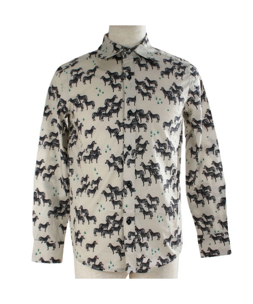 One deux boo（ワンドゥーブー）の「メンズサイズロングスリーブシャツ（シマウマ柄）（トップス・キッズ・ベージュ・メンズM/メンズL）」の2枚目の写真