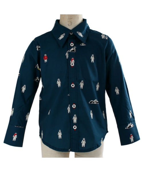 One deux boo(ワンドゥーブー)の「キッズサイズ ロングスリーブシャツ(シロクマ柄)(トップス・キッズ・ネイビー・90cm/100cm/110cm/120cm/130cm)」の2枚目の写真