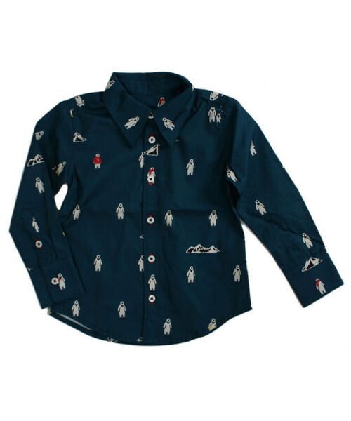 One deux boo(ワンドゥーブー)の「キッズサイズ ロングスリーブシャツ(シロクマ柄)(トップス・キッズ・ネイビー・90cm/100cm/110cm/120cm/130cm)」の1枚目の写真