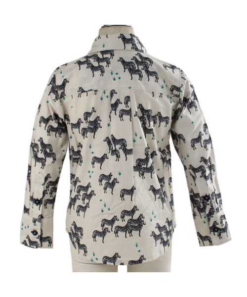 One deux boo（ワンドゥーブー）の「キッズサイズ ロングスリーブシャツ（シマウマ柄）（トップス・キッズ・ベージュ・90cm/100cm/110cm/120cm/130cm）」の4枚目の写真