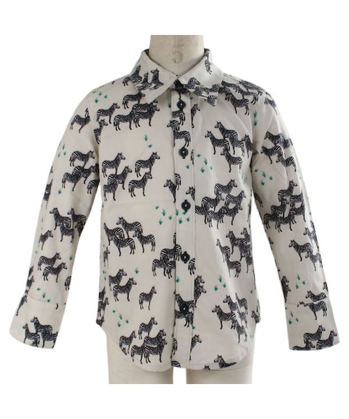 One deux boo（ワンドゥーブー）の「キッズサイズ ロングスリーブシャツ（シマウマ柄）（トップス・キッズ・ベージュ・90cm/100cm/110cm/120cm/130cm）」の2枚目の写真