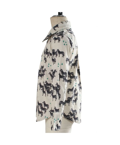 One deux boo（ワンドゥーブー）の「キッズサイズ ロングスリーブシャツ（シマウマ柄）（トップス・キッズ・ベージュ・90cm/100cm/110cm/120cm/130cm）」の3枚目の写真