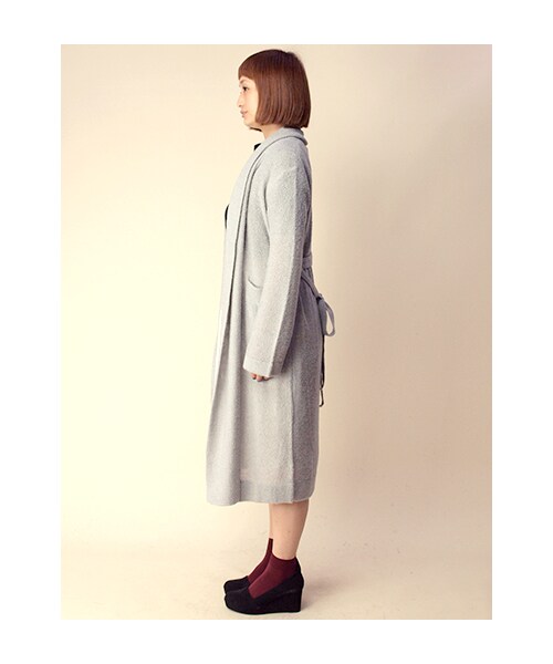 w closet（ダブルクローゼット）の「ブークレ+モヘア天竺裏目編みロングカーディガン（トップス・レディース・ミント/グレー/ネイビー・FREE）」の5枚目の写真