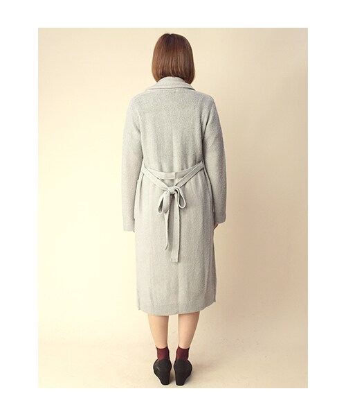 w closet（ダブルクローゼット）の「ブークレ+モヘア天竺裏目編みロングカーディガン（トップス・レディース・ミント/グレー/ネイビー・FREE）」の6枚目の写真