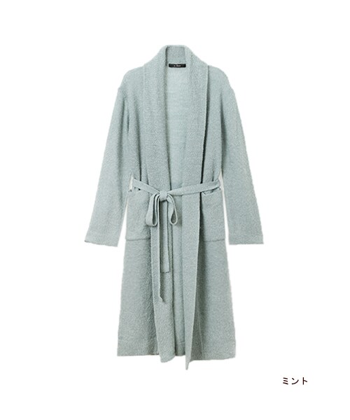 w closet（ダブルクローゼット）の「ブークレ+モヘア天竺裏目編みロングカーディガン（トップス・レディース・ミント/グレー/ネイビー・FREE）」の2枚目の写真