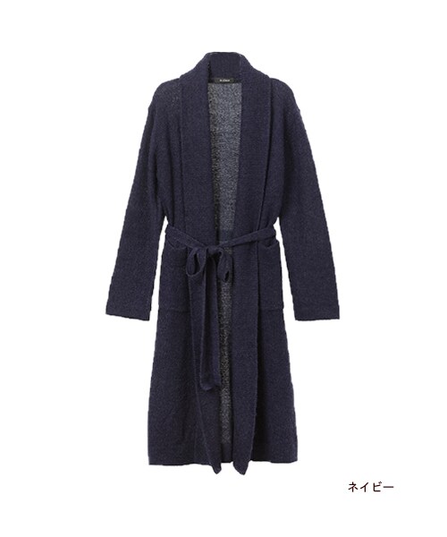 w closet（ダブルクローゼット）の「ブークレ+モヘア天竺裏目編みロングカーディガン（トップス・レディース・ミント/グレー/ネイビー・FREE）」の4枚目の写真