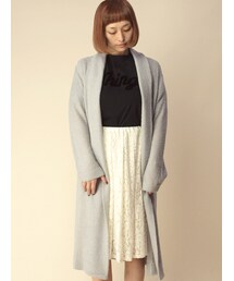 w closet | ブークレ+モヘア天竺裏目編みロングカーディガン(トップス)