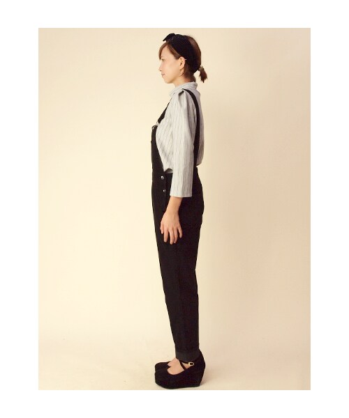 w closet（ダブルクローゼット）の「16wコーデュロイオーバーオール（その他・レディース・アイボリー/ブラック・FREE）」の4枚目の写真