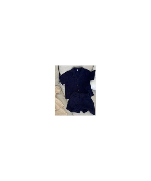 DHOLIC kids（ディーホリックキッズ）の「[more] リネン混シャツ上下SET(kids)（セットアップ・キッズ・ベージュ/ブルー・S/M/L/XL）」の3枚目の写真