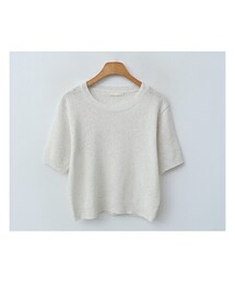 ENVYLOOK | リネンブレンドクロップド半袖ラウンドニット(ニット/セーター)