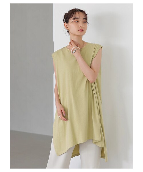 AMERICAN HOLIC（アメリカンホリック）の「前後差ノースリーブカットチュニック（トップス・オフホワイト/チャコールグレー/グレーベージュ/ライトグリーン・M/L）」の10枚目の写真