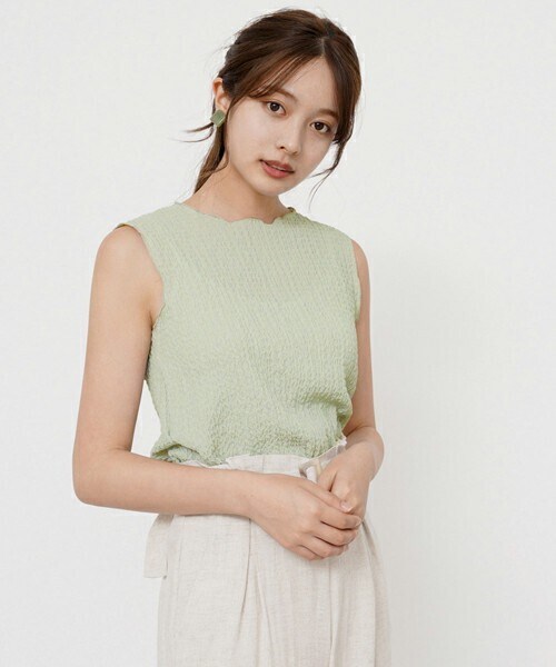 DHOLIC（ディーホリック）の「メローノースリーブトップス・全4色・t64117（タンクトップ・レディース・その他/グリーン/ブラック/ホワイト・ONESIZE）」の4枚目の写真