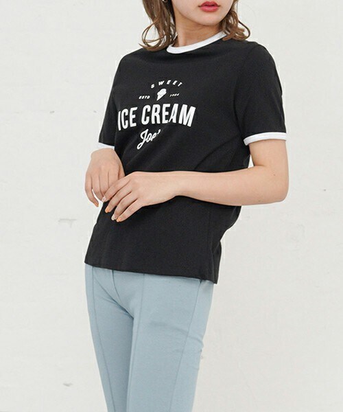 DHOLIC（ディーホリック）の「ICE CREAM配色Tシャツ・全3色・t00767（Tシャツ/カットソー・レディース・ホワイト/イエロー/ブラック・ONESIZE）」の2枚目の写真