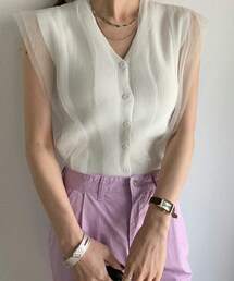 DHOLIC | メッシュVネックニット・全3色・b68653(ニット/セーター)