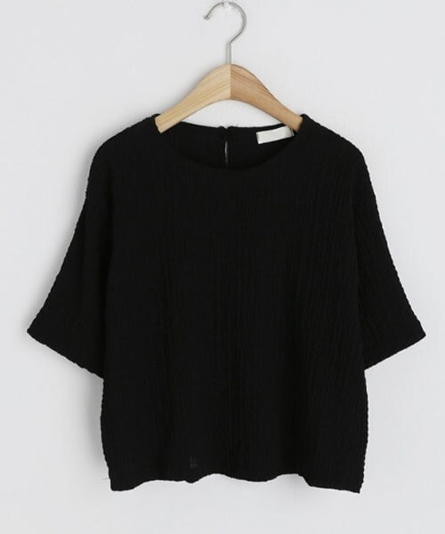 DHOLIC（ディーホリック）の「リンクルクロップドTシャツ（Tシャツ/カットソー・レディース・ホワイト/ブラック/ピンク/グリーン・ONESIZE）」の2枚目の写真