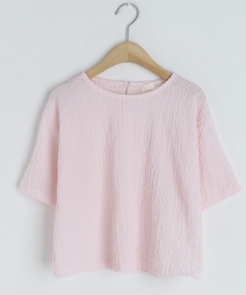 DHOLIC（ディーホリック）の「リンクルクロップドTシャツ（Tシャツ/カットソー・レディース・ホワイト/ブラック/ピンク/グリーン・ONESIZE）」の4枚目の写真