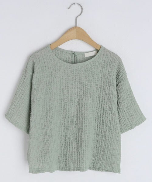 DHOLIC（ディーホリック）の「リンクルクロップドTシャツ（Tシャツ/カットソー・レディース・ホワイト/ブラック/ピンク/グリーン・ONESIZE）」の3枚目の写真