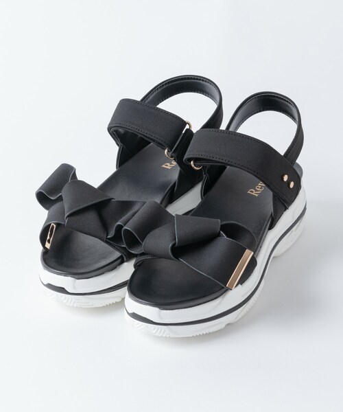Rewde(ルゥデ)の「リボンスポーツサンダル(1R18-SA01)(サンダル・レディース・その他/グレー/ベージュ/ブラック・S/M/L/LL)」の1枚目の写真