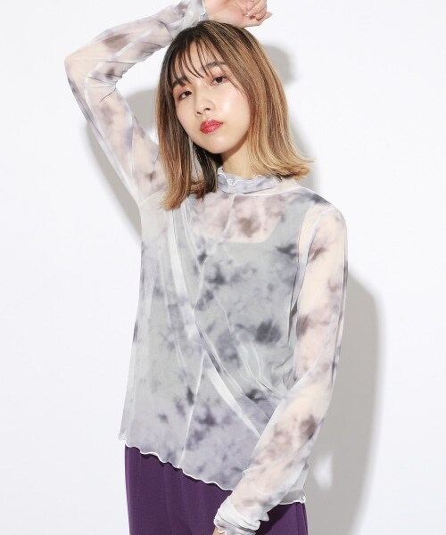 PAGEBOY（ページボーイ）の「【PAGEBOYLIM】シアータートルインナー（トップス・レディース・ブラック/グレータイダイ/ベージュタイダイ・M）」の2枚目の写真