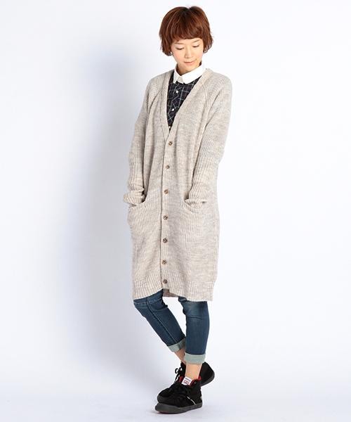 DOUBLE NAME（ダブルネーム）の「アルパカ混ロングカーディガン（トップス・レディース・ブルー/グリーン/オートミール・FREE）」の6枚目の写真