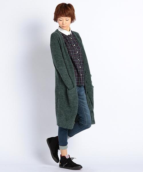 DOUBLE NAME（ダブルネーム）の「アルパカ混ロングカーディガン（トップス・レディース・ブルー/グリーン/オートミール・FREE）」の3枚目の写真