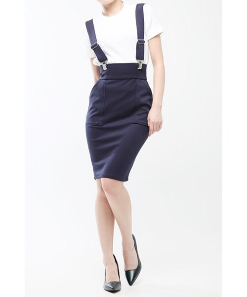 3rd by VANQUISH(サードバイヴァンキッシュ)の「High waist pencile skirt(その他・レディース・GREEN/NAVY・M)」の2枚目の写真