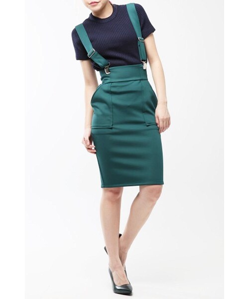 3rd by VANQUISH(サードバイヴァンキッシュ)の「High waist pencile skirt(その他・レディース・GREEN/NAVY・M)」の1枚目の写真