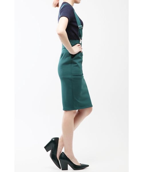 3rd by VANQUISH(サードバイヴァンキッシュ)の「High waist pencile skirt(その他・レディース・GREEN/NAVY・M)」の3枚目の写真