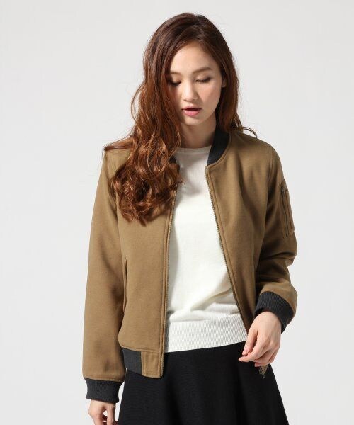 GLOBAL WORK（グローバルワーク）の「リブブルゾン（ジャケット/アウター・レディース・ブラック09/ブラウン53・Ｍ/Ｌ）」の2枚目の写真