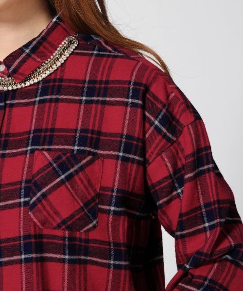 GLOBAL WORK（グローバルワーク）の「ネルチェックシャツワンピース１４ＦＷ（ワンピース/ドレス・レディース・ホワイト06/レッド35/グリーン75/ブルー85・Ｍ/Ｌ）」の12枚目の写真