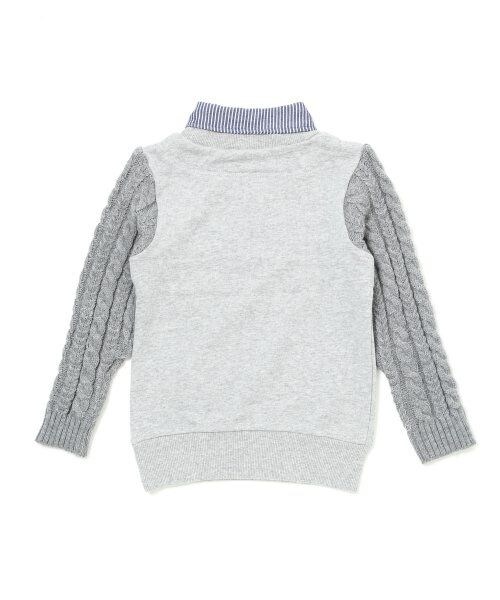 GLOBAL WORK（グローバルワーク）の「【キッズ】フェイクレイヤードソデケーブルニット長袖（トップス・キッズ・グレー15/イエロー68/ネイビー88・Ｓ（90～100cm）/Ｍ（100～110cm）/Ｌ（110～120cm）/ＸＬ(120～130cm)）」の4枚目の写真