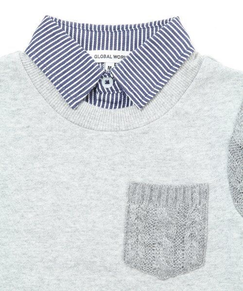 GLOBAL WORK（グローバルワーク）の「【キッズ】フェイクレイヤードソデケーブルニット長袖（トップス・キッズ・グレー15/イエロー68/ネイビー88・Ｓ（90～100cm）/Ｍ（100～110cm）/Ｌ（110～120cm）/ＸＬ(120～130cm)）」の5枚目の写真