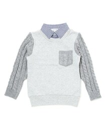 GLOBAL WORK | 【キッズ】フェイクレイヤードソデケーブルニット長袖(トップス)