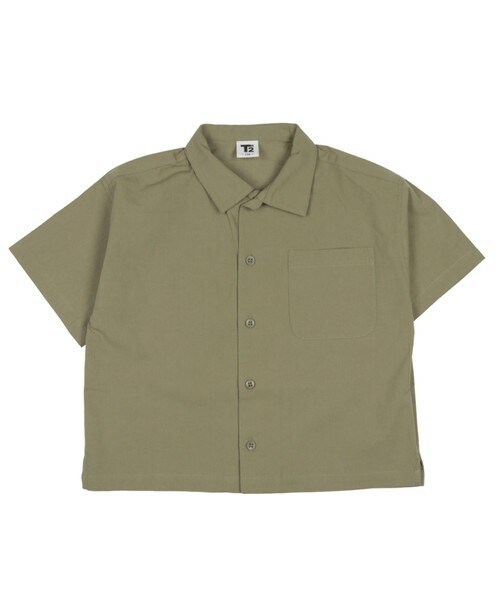 T>>2（ティーツー）の「無地半袖シャツ（シャツ/ブラウス・レディース・01.ライトベージュ/02.ロータス/03.スモーキーブルー/04.カーキ/05.ネイビー・M.L(大人サイズ)）」の2枚目の写真