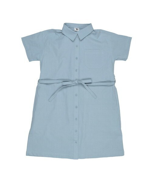 T>>2（ティーツー）の「半袖シャツワンピース（ワンピース・キッズ・01.ライトベージュ/02.ロータス/03.スモーキーブルー/04.カーキ/05.ネイビー・100-150）」の3枚目の写真