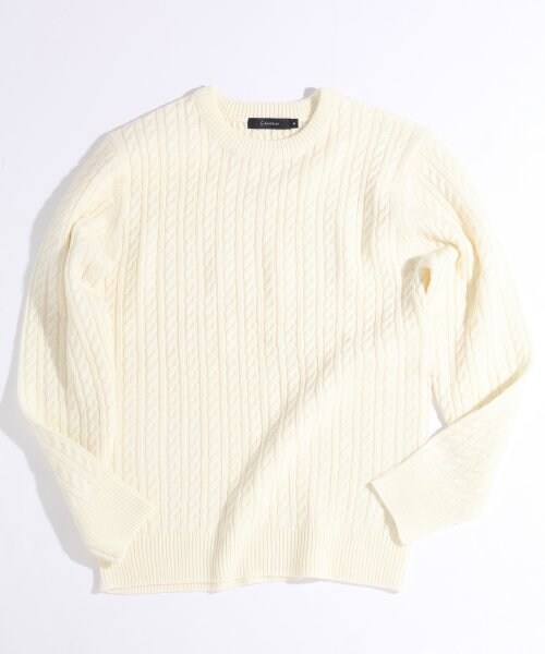 RAGEBLUE(レイジブルー)の「【アクリル・ウール混素材】ケーブルニットクルー(トップス・メンズ・ホワイト/グレー/ワイン/ブルー/ネイビー・M/L)」の1枚目の写真